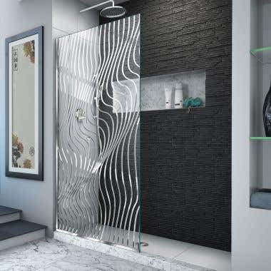 Platinum Linea Surf 34 in W x 72 in H Single Panel Frameless Shower Screen in Polished Stainless Steel