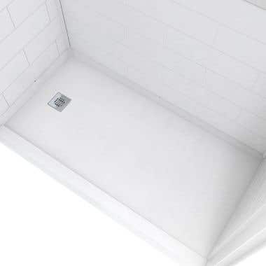 White Vida 60 X 32 Accessible Bathroom Shower Pan with Left Drain