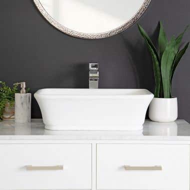 Lifestyle- Portola Resin Rectangular Vessel Bathroom Sink - Matte White