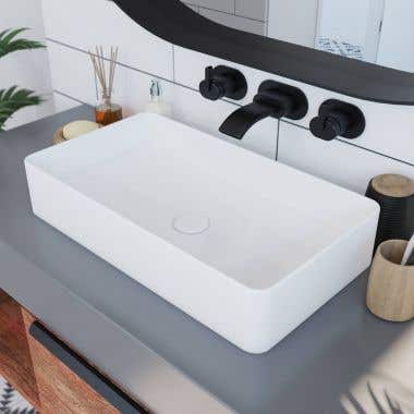 Lifestyle - Minimalist Collection Large Ceramic Rectangular Vessel Bathroom Sink