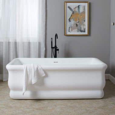 Brighton 67 Inch Matte White Acrylic Double Ended Freestanding Tub