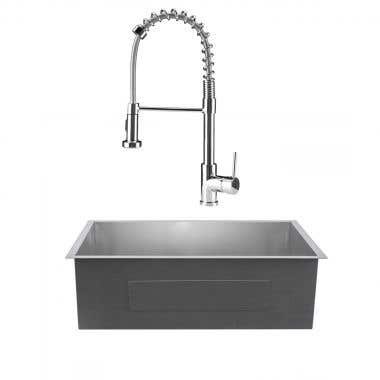 Stainless Steel 32 Inch Zero-Radius Single Bowl Undermount Kitchen Sink Package