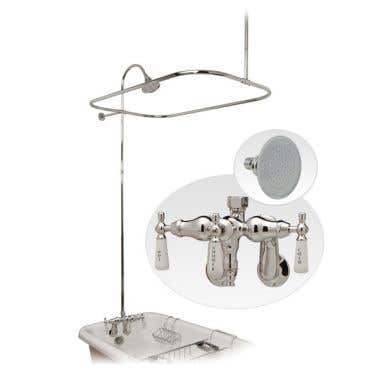 Randolph Morris Clawfoot Tub Shower Enclosure with Faucet and Metal Showerhead