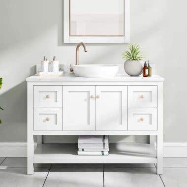 Lifetsyle - Bristol 48 Inch Modern Console Vanity with Semi-Recessed Sink - White