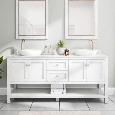 Lifetsyle - Bristol 72 Inch Modern Console Vanity with Semi-Recessed Sink - White