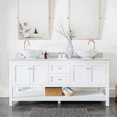 Lifetsyle - Bristol 72 Inch Modern Console Vanity with Vessel Sink - White