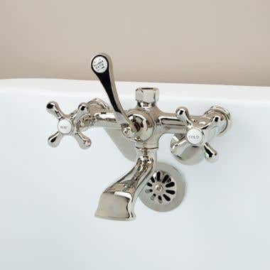 Polished Nickel Wall Mount British Telephone Faucet with Metal Cross Handles