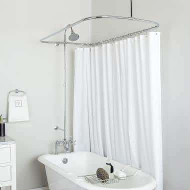 Randolph Morris Deck Mount Clawfoot Tub Shower Enclosure with Faucet and Showerhead