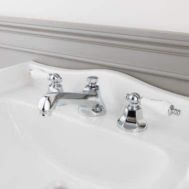 Deco Widespread Bathroom Sink Faucet - Porcelain Lever Handles