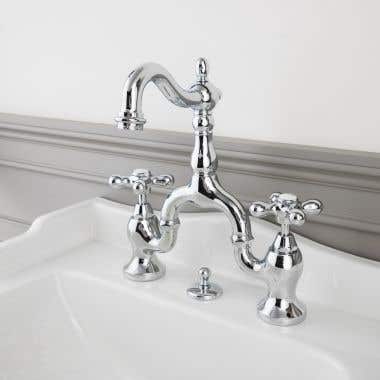 High Spout Bridge Style Sink Faucet, Vintage Bathroom Sink Faucets White