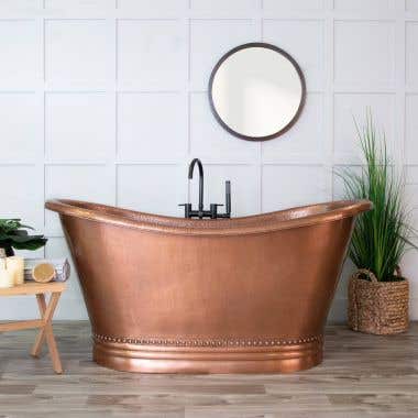 Duncan 66 Inch Copper Freestanding Double Slipper Bathtub - Medium Copper