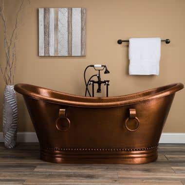 Hadley 71 Inch Copper Freestanding Double Slipper Bathtub