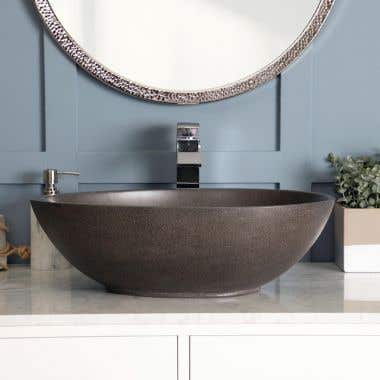 Lifestyle - Black Sandstone - Portland Collection 21 Inch Concrete Vessel Sink