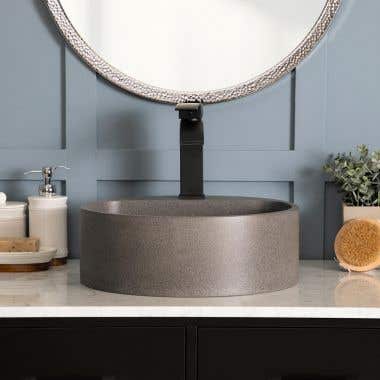 Lifestyle - Black Sandstone - Portland Collection 16 Inch Concrete Round Vessel Sink