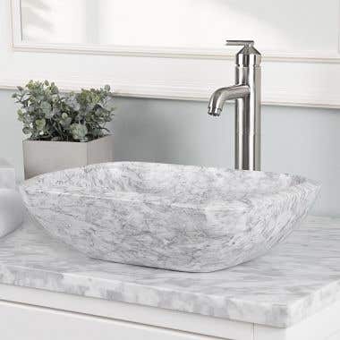 Luna Cararra White Marble Vessel Bathroom Sink