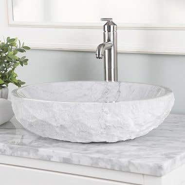 Lennox Italian Cararra White Marble Vessel Bathroom Sink