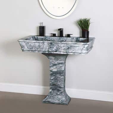 Lifestyle - Augusta 36 Inch Polished Carrara Marble Pedestal Sink