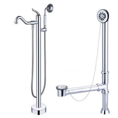 Chrome - Clawfoot Tub Freestanding Faucet Complete Set