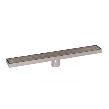 Angle View - Stainless Steel - 24 Inch Linear Tile Insert Shower Drain
