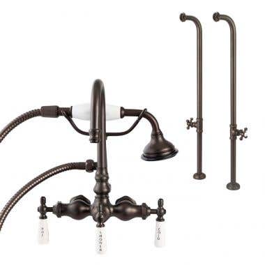 Oil Rubbed Bronze - Mason Hill Collection Freestanding English Telephone Clawfoot Tub Faucet with Handshower