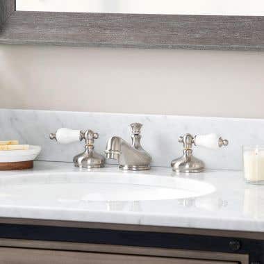 Teapot Widespread Bathroom Sink Faucet - Porcelain Lever Handles