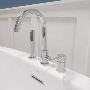 Contemporary Deck Mount Tub Faucet with Handshower