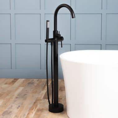 Matte Black - Contemporary Freestanding Gooseneck Tub Faucet