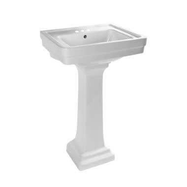 22 Inch Pedestal Sink -8 Inch Faucet Drillings - White