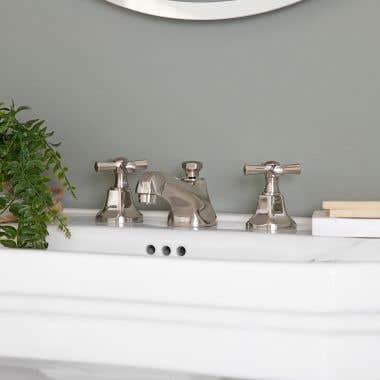 Brushed Nickel - Randolph Morris Widespread Bathroom Sink Faucet - Metal Cross Handles