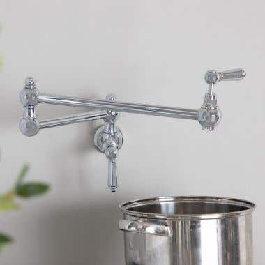 Chrome - Traditional Pot Filler with Specialized Mounting Bracket