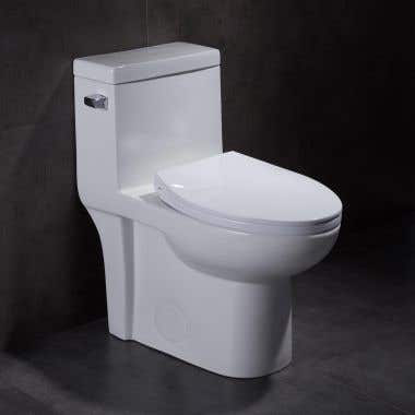 Mia Modern Elongated One-Piece Toilet with Seat - White