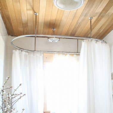 Curved Shower Rod Curtain, Ceiling Mount Shower Curtain Track