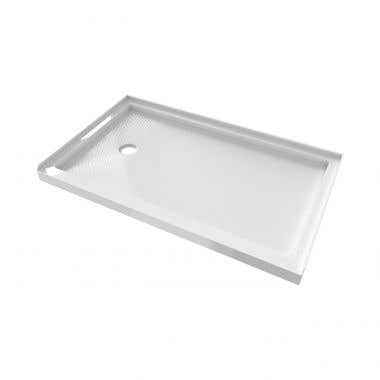 White Background - White - 36 x 60 Acrylic Left Drain Single Threshold Alcove Shower Base
