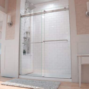 Lifestyle - Brushed Nickel - Portland Collection 56-60 Inch Frameless Bypass Shower Door