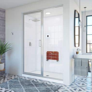 Lifestyle - Modern Subway Tile Framed Steam Shower Enclosure with Shower Base