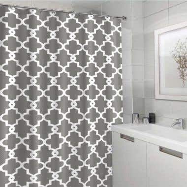 Life View 2 - Gray - Geometric Fabric Clawfoot Tub Shower Curtain