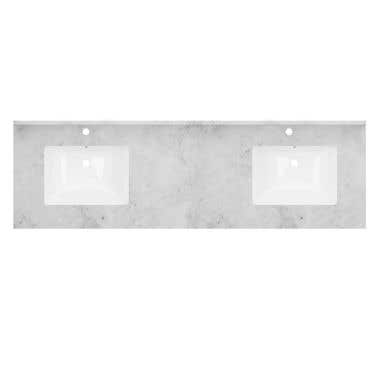 72 Inch Vanity Top with Rectangular Undermount Sinks - Single Hole Faucet Drillings