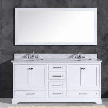 Grafton 72 Inch Oak Vanity with Square Drop-In Sink - White