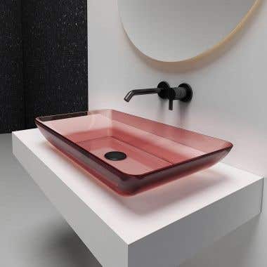 Lifestyle - Kinman Solid Surface Rectangular Vessel Sink - Pink