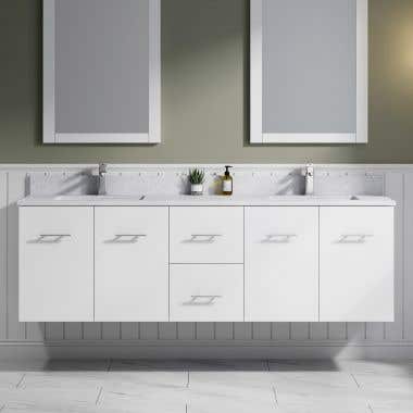 Lifestyle - Mia 72 Inch Oak Console Vanity with Square Undermount Sink -White