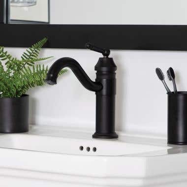 Matte Black - Kally Collection Single Hole Bathroom Sink Faucet - Metal Lever Handle