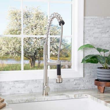 Kally Collection Kitchen Faucet with Pull Down Spring Spout and Pot Filler