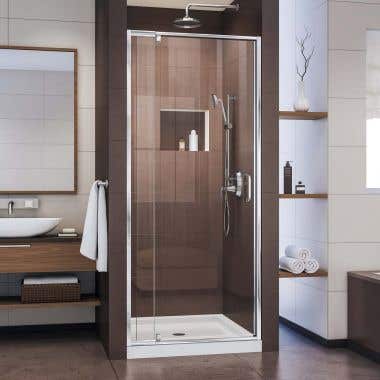 Lifestyle - Flex 28-32 Inch W x 72 Inch H Semi-Frameless Pivot Shower Door - Clear Glass