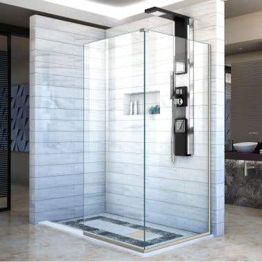 DreamLine Linea Two Adjacent Frameless Shower Screens 34 in. and 30 in. W x 72 in. H