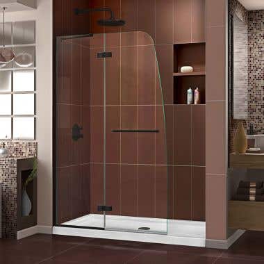 Lifestyle - Aqua Ultra 45 Inch W x 72 Inch H Frameless Hinged Shower Door - Clear Glass