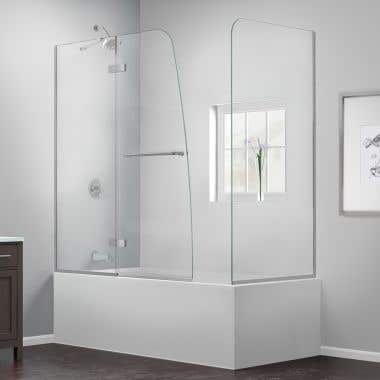 Lifestyle - Aqua Ultra 48 Inch W x 30 Inch D x 58 Inch H Frameless Hinged Tub Door with Return Panel - Clear Glass