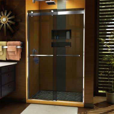 Lifestyle - Sapphire 44-48 Inch Semi-Frameless Bypass Shower Door - Smoke Gray Glass
