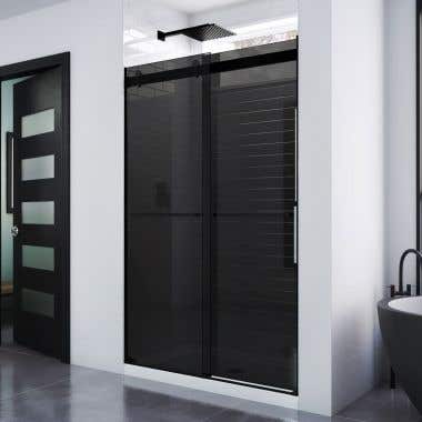 Lifestyle - Essence 44-48 Inch W x 76 Inch H Frameless Smoke Gray Glass Bypass Shower Door - Smoke Gray Glass