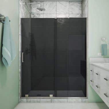 Lifestyle - Mirage-X 56-60 Inch W x 72 Inch H Frameless Sliding Shower Door - Smoke Gray Glass