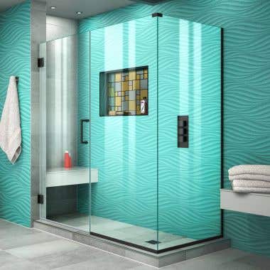 Unidoor Plus 53 1/2 in. W x 30 3/8 in. D x 72 in. H Frameless Hinged Shower Enclosure
